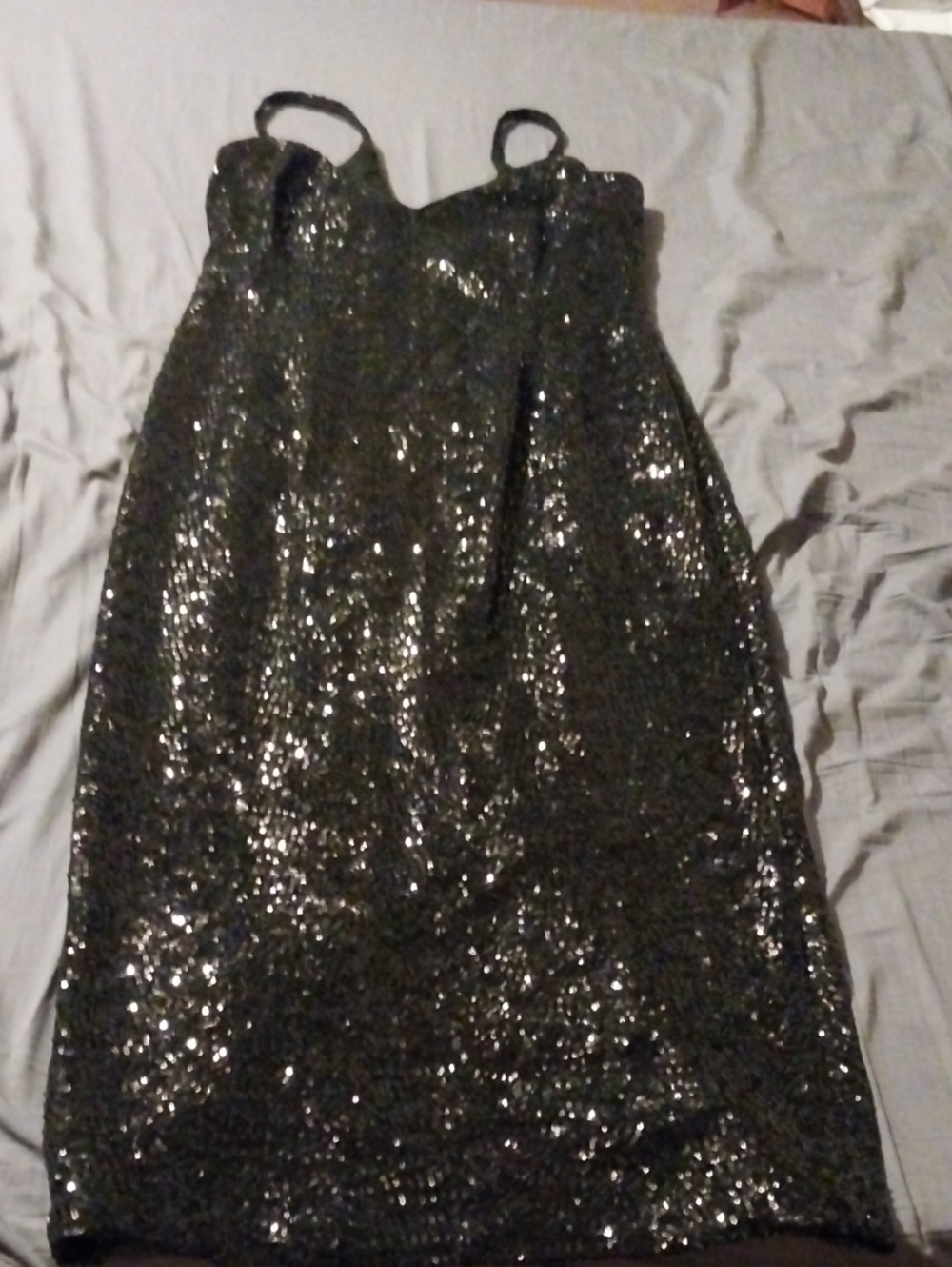 Vixen by Micheline Pitt Black Sequin Strapless Dress